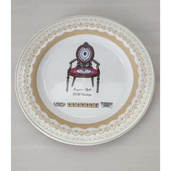 Vintage Porcelain Treasures Dessert Plates with Antique Chairs Design Set of 4 - Picture 4 of 10